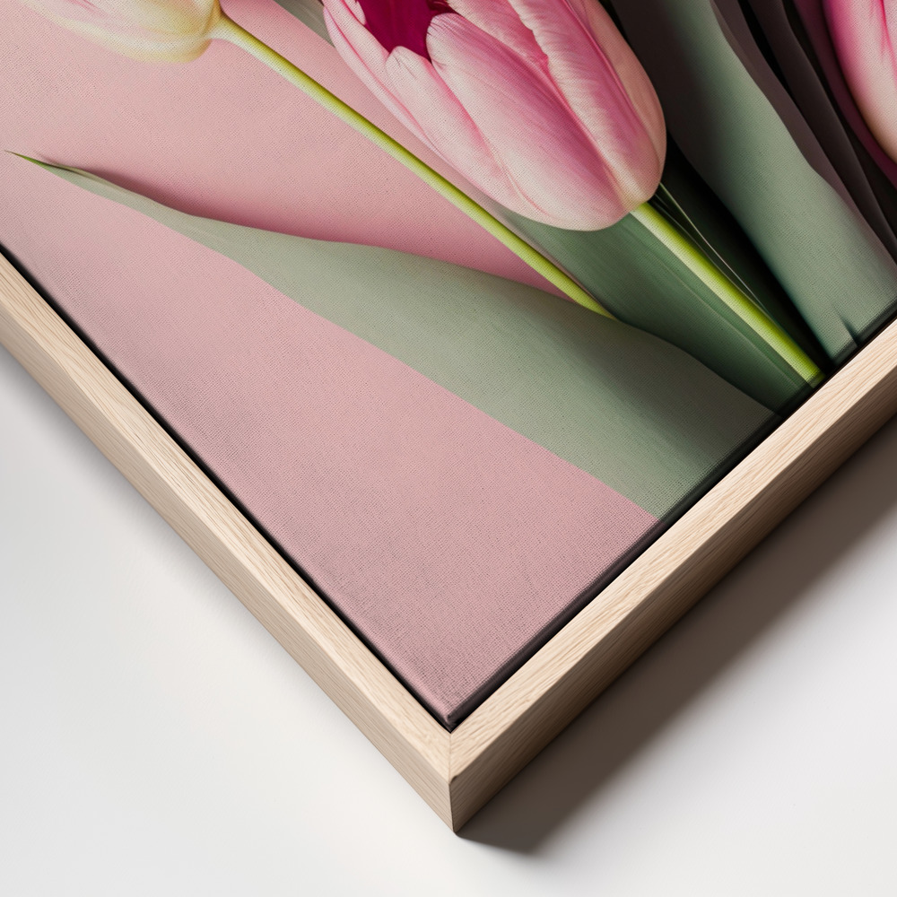 Toile - Pink Tulips cadre en gros plan - cadre naturel