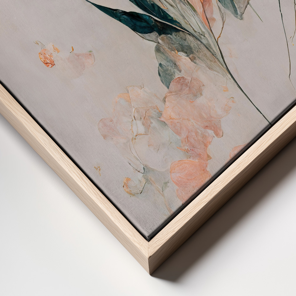 Canvas print - Filigree Coral Flowers frame close up - natural frame