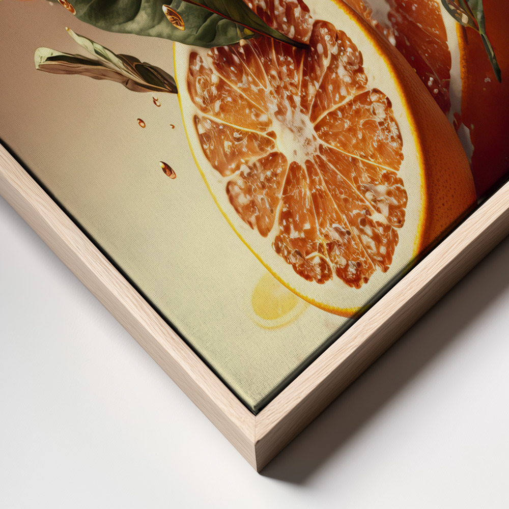 Canvas schilderi - Fresh Oranges frame close up - natuurlijk frame