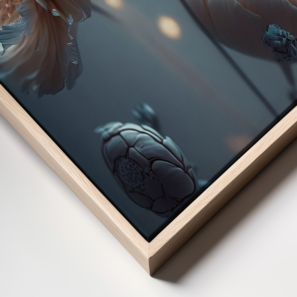 Canvas print - Flowers At Night frame close up - natural frame