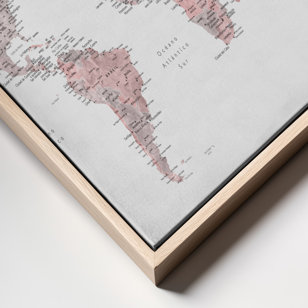 Canvas print - Piper world map in Spanish frame close up