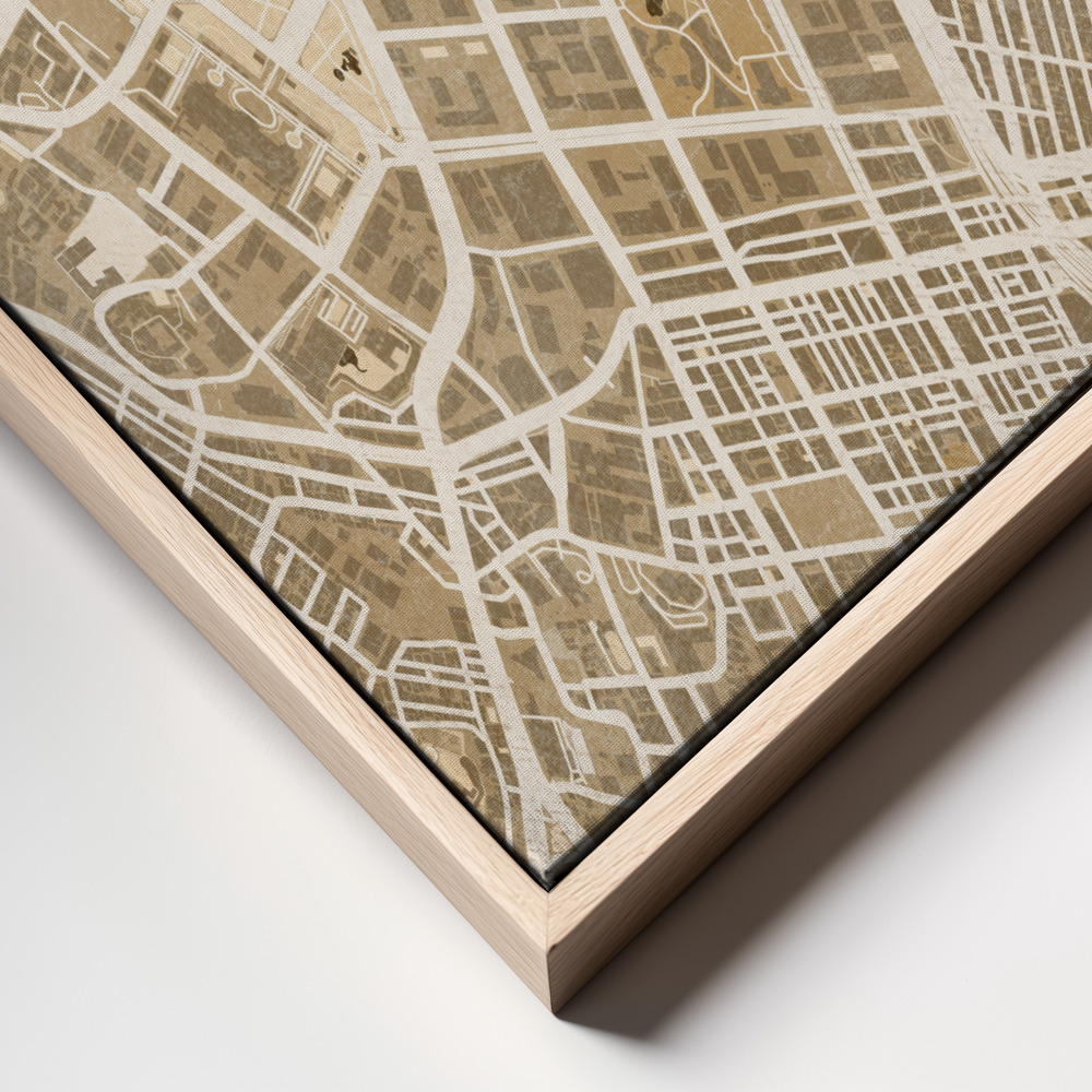 Canvas schilderi - Sepia map of Tokyo frame close up - natuurlijk frame