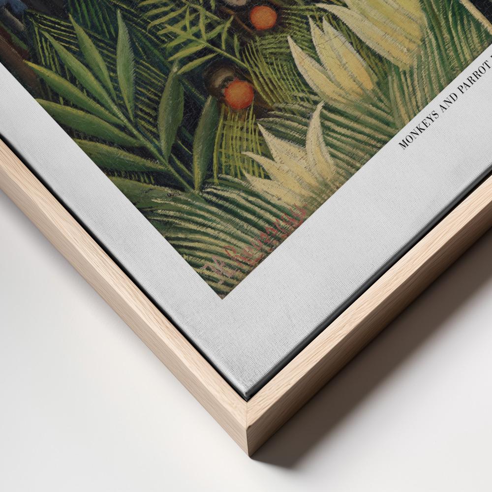 Stampe su tela - Monkeys And Parrot In The Virgin Forest frame close up