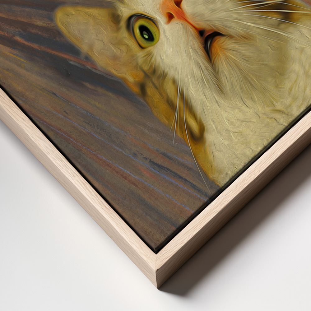 Canvas taulu - The Meow 02 kehys lähikuva - luonnollinen kehys