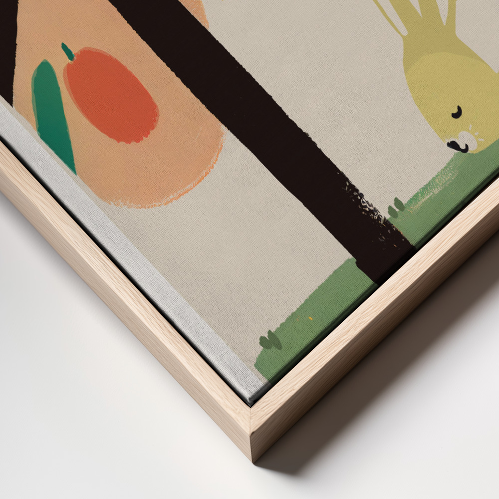 Canvas taulu - Bunny Under Apple Tree kehys lähikuva - luonnollinen kehys