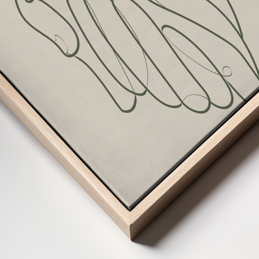 Canvas schilderi - Holding Hands Green frame close up - natuurlijk frame