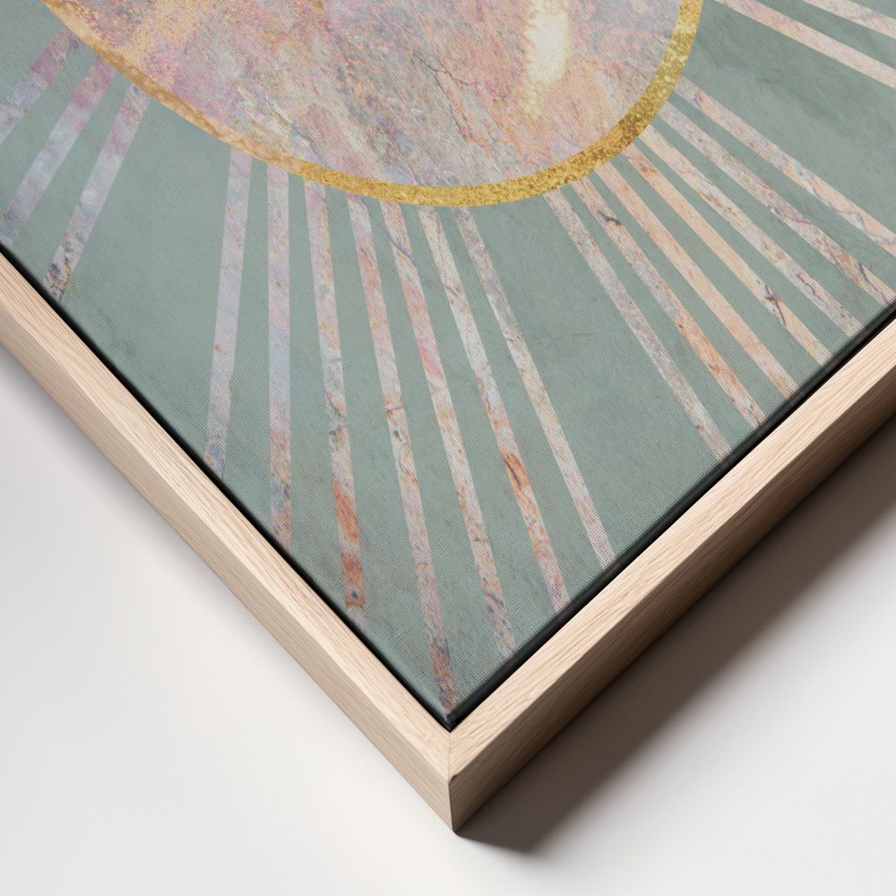Canvas print - Sage Green Boho Sun Rays frame close up