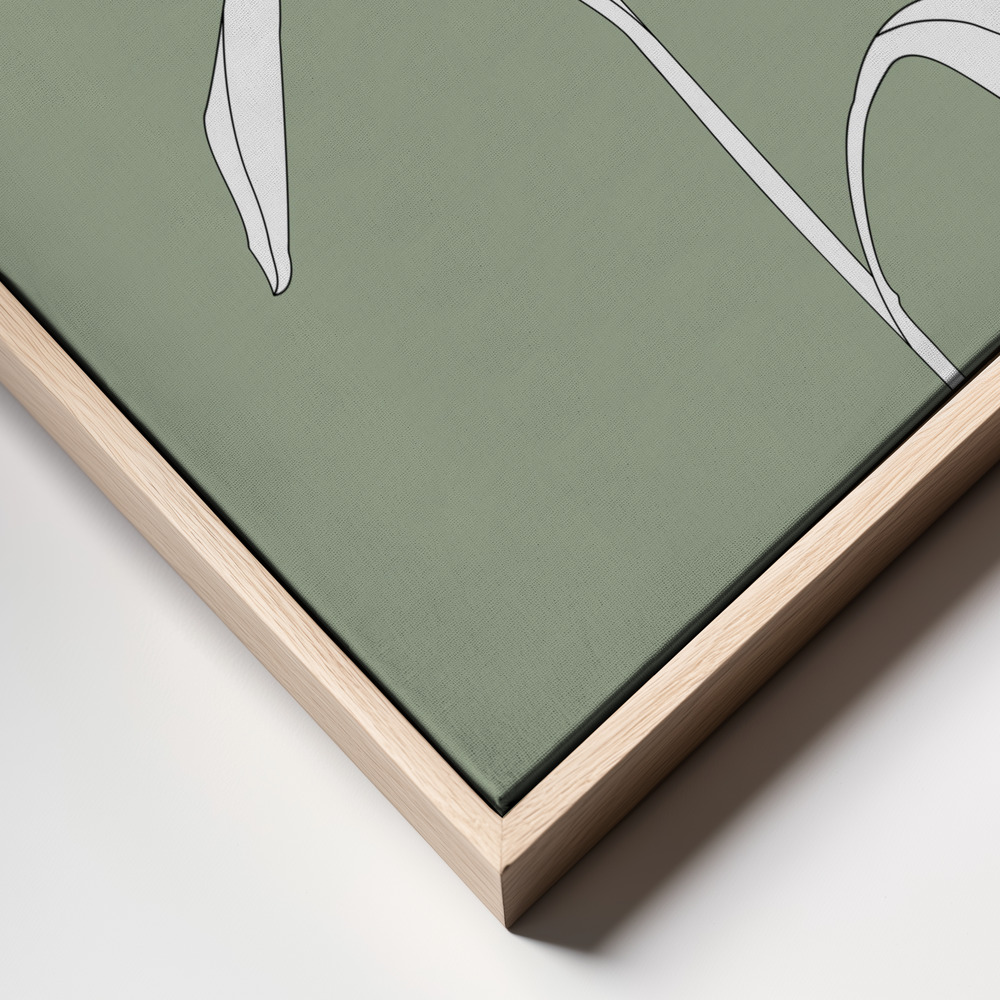 Canvas schilderi - Rose in Green frame close up - natuurlijk frame
