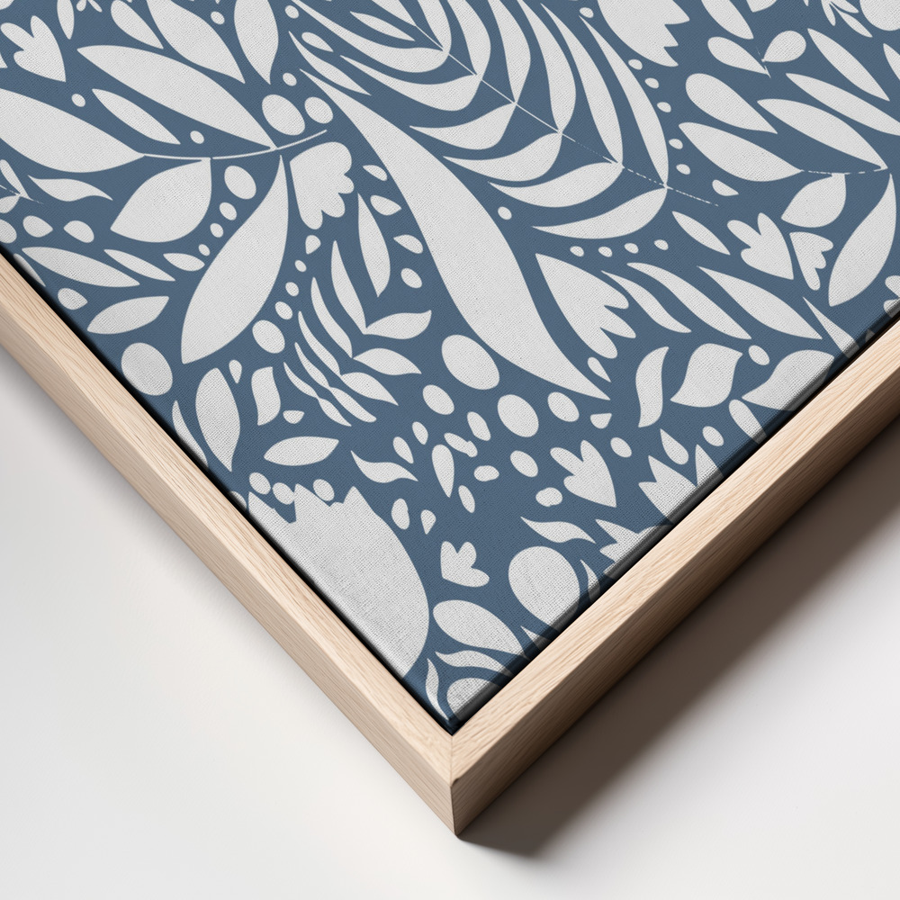 Canvas print - Scandi blue white pattern 1 frame close up