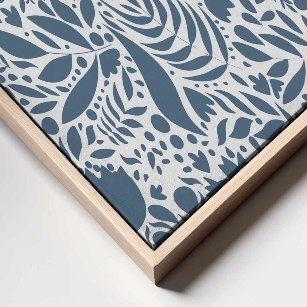 Canvas print - Scandi blue white pattern 2 frame close up