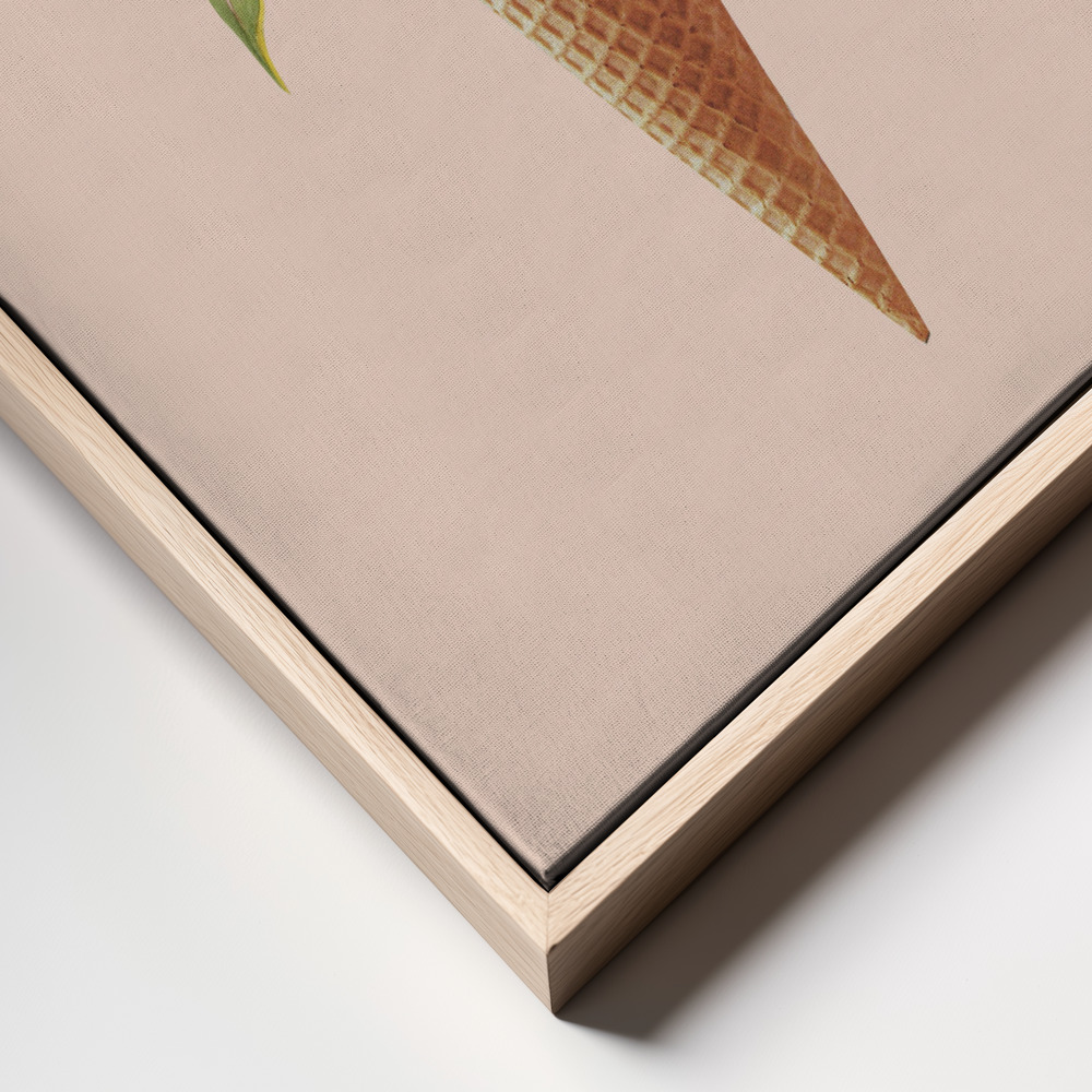 Lærred - Botanical pink ice cream frame close up