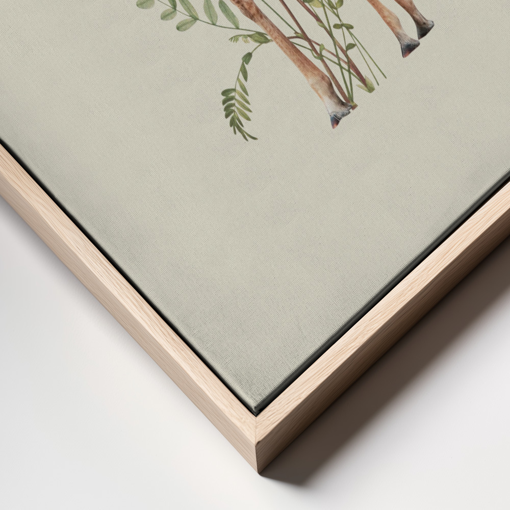 Canvas print - Floral giraffe frame close up