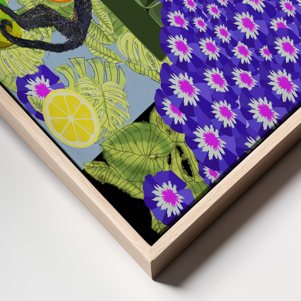 Canvas print - Frida in the Garden frame close up - natural frame