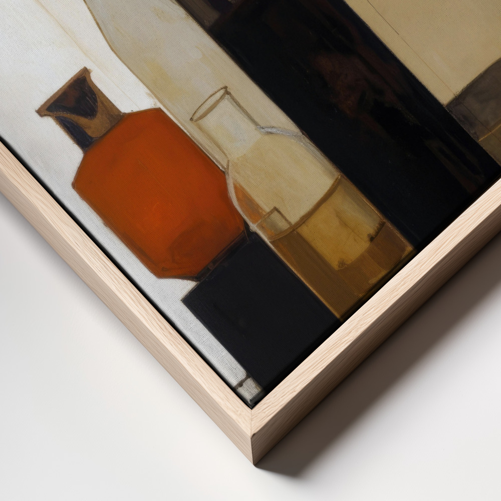Canvas print - Brown Bottles frame close up