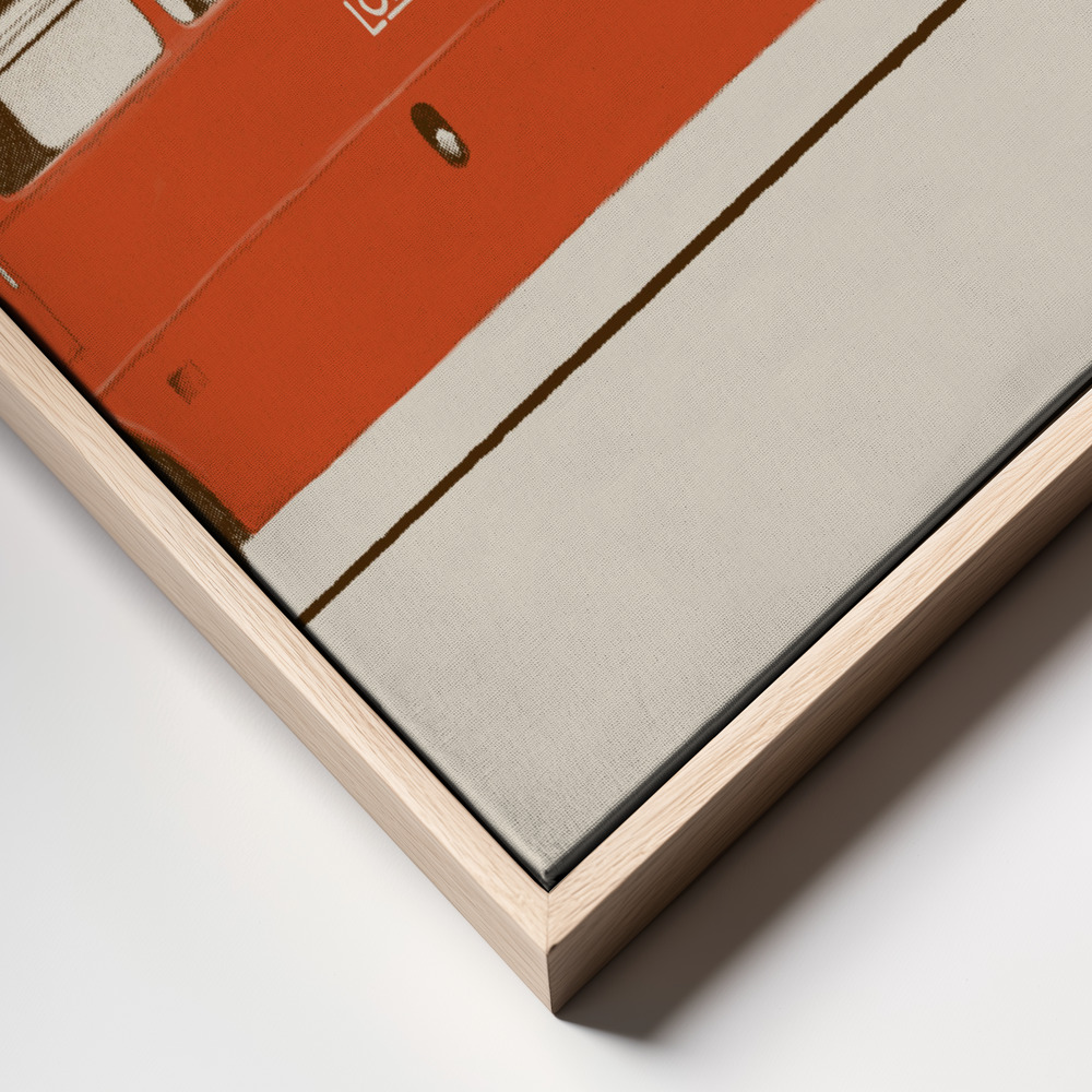 Canvas taulu - Red English Bus kehys lähikuva - luonnollinen kehys