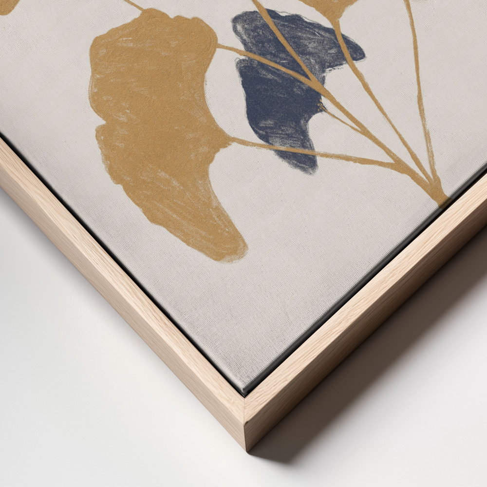 Canvas schilderi - Golden Ginko frame close up - natuurlijk frame