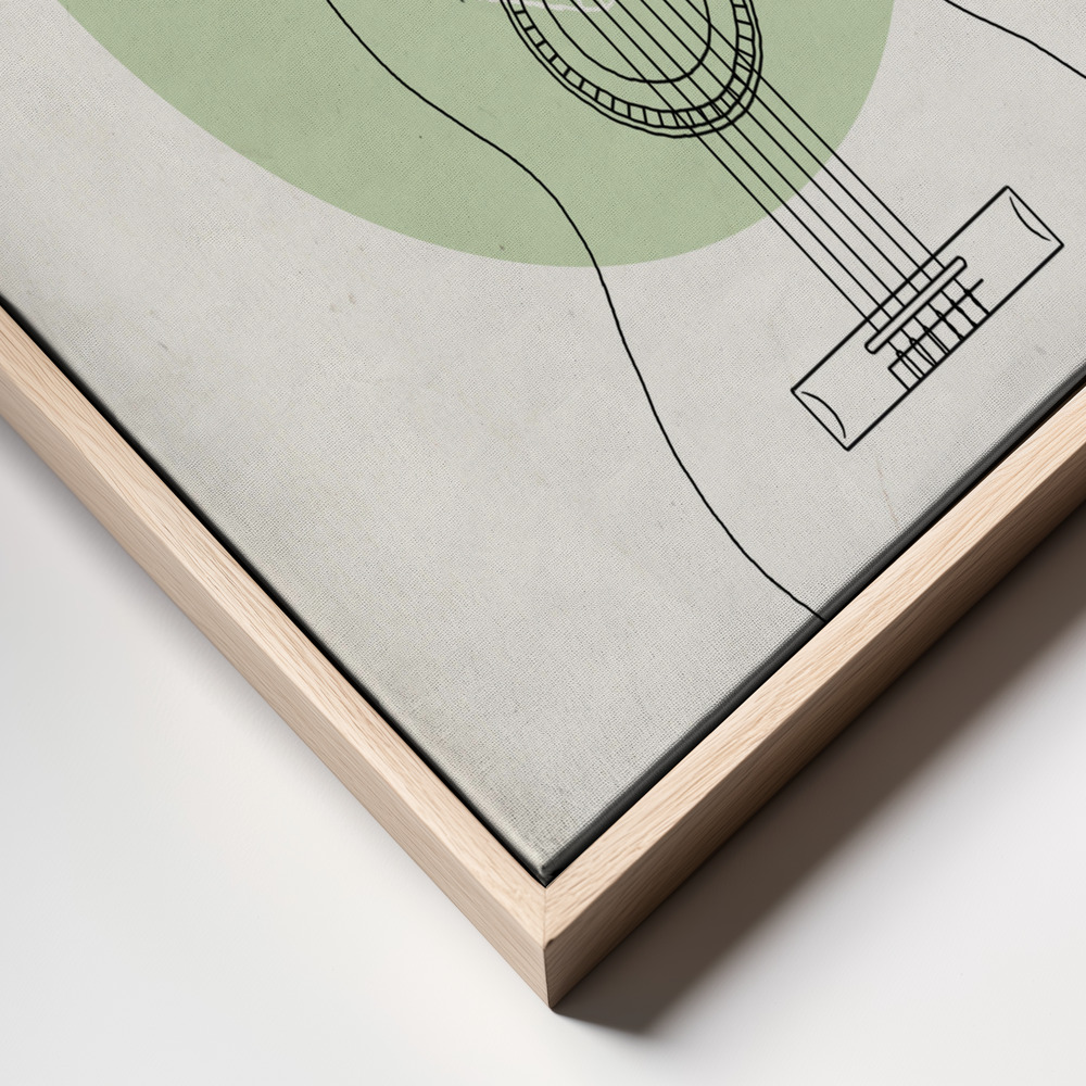 Stampe su tela - Guitar primo piano della cornice - cornice naturale