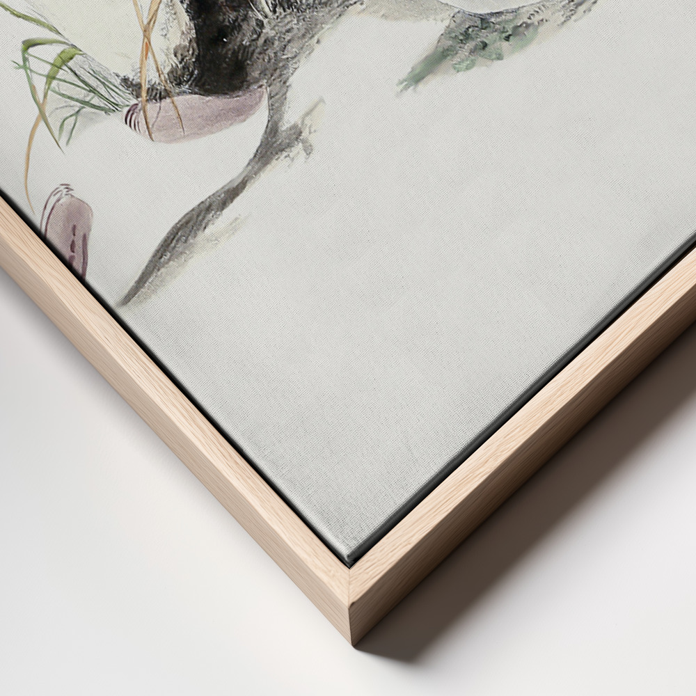 Canvas print - Hand Drawn Field Mushroom frame close up - natural frame