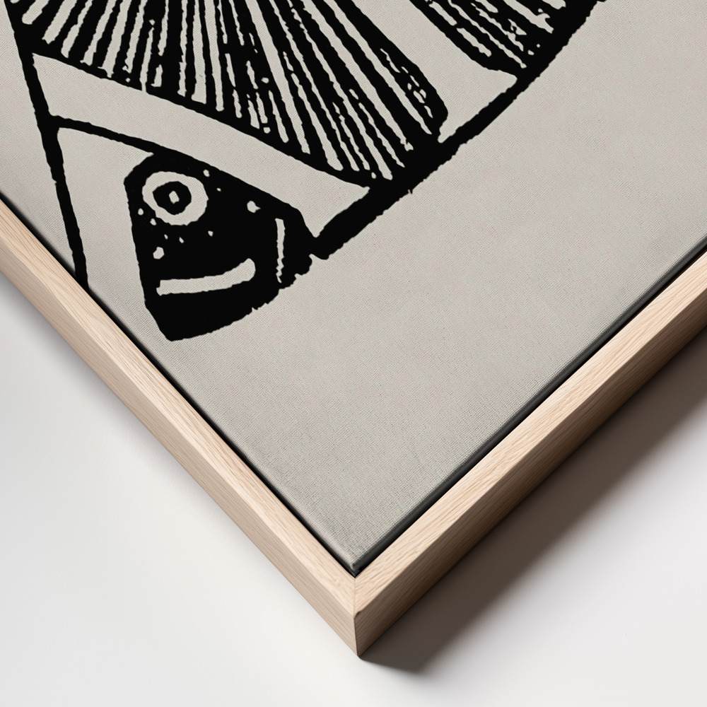 Canvas print - Three Mushrooms 1892 Beige frame close up - natural frame