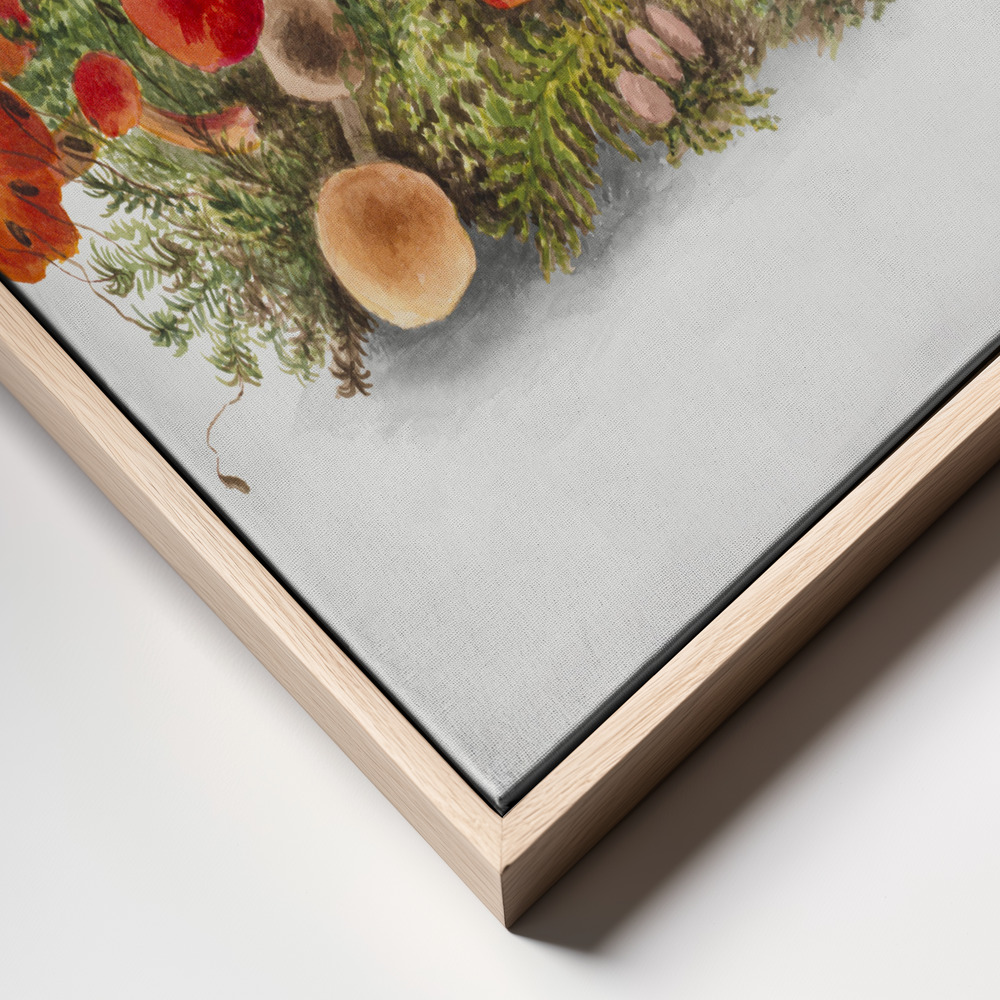 Canvas print - Study of Mushrooms (1880) Horizontal frame close up - natural frame