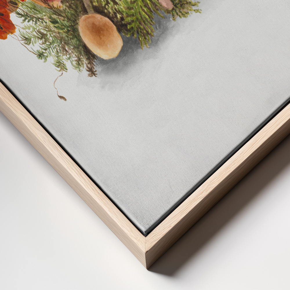 Canvas print - Study of Mushrooms (1880) Portrait Mode frame close up - natural frame