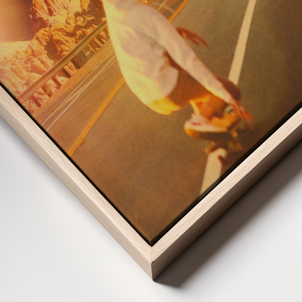 Lærred - Space Sk8er ramme nærbillede - naturlig ramme