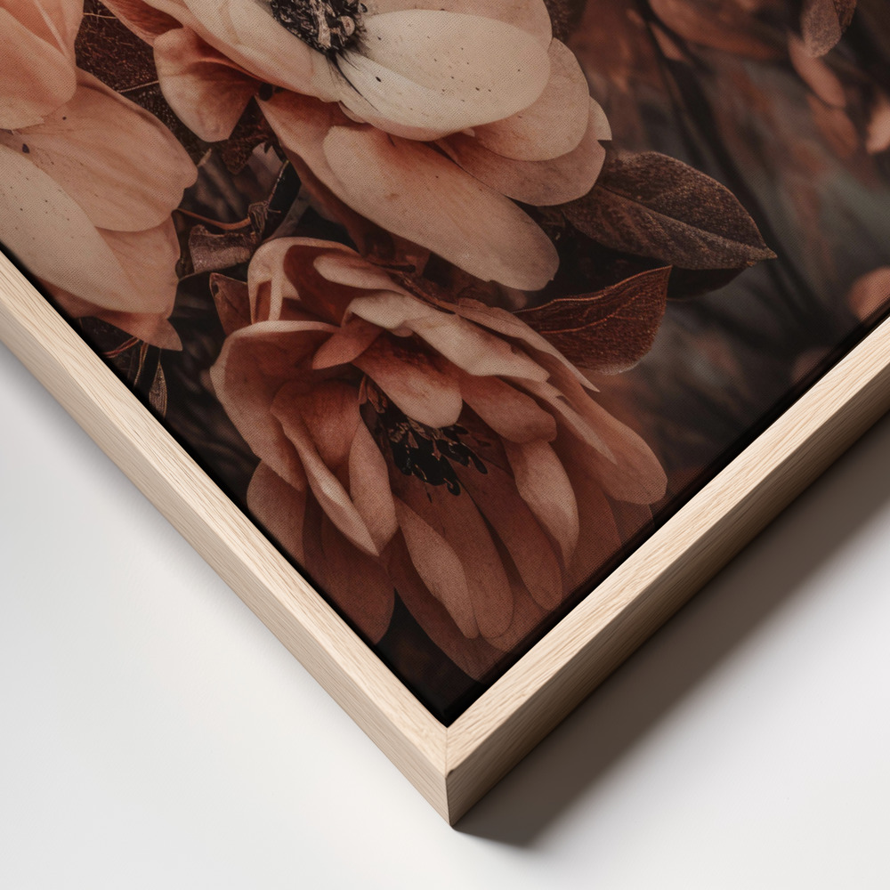 Canvas print - Coral Wild Peony frame close up