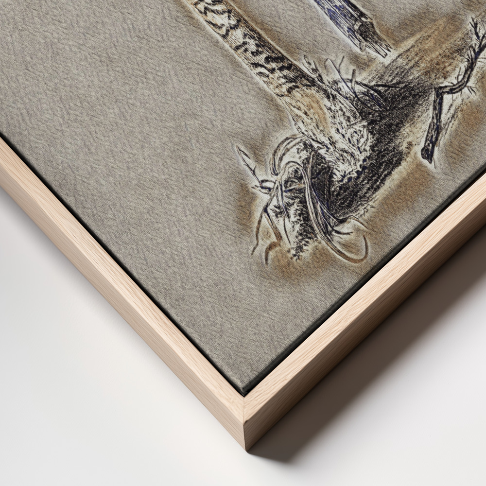 Toile - Hand Drawn Parasol Mushroom Brown cadre en gros plan - cadre naturel