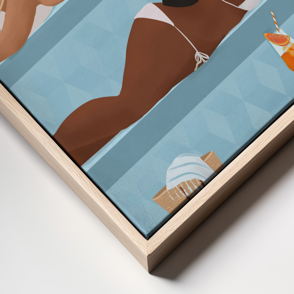 Lienzo - Ladies by the pool frame close up