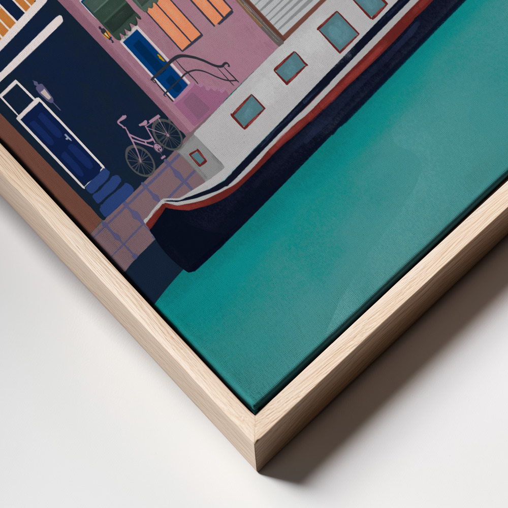 Lærred - Amsterdam by night frame close up