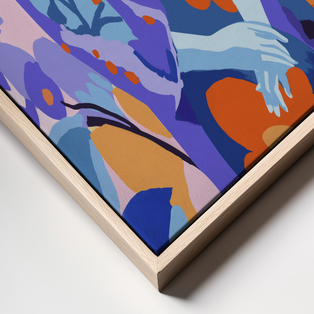 Canvas print - Woman In Flower Garden frame close up - natural frame