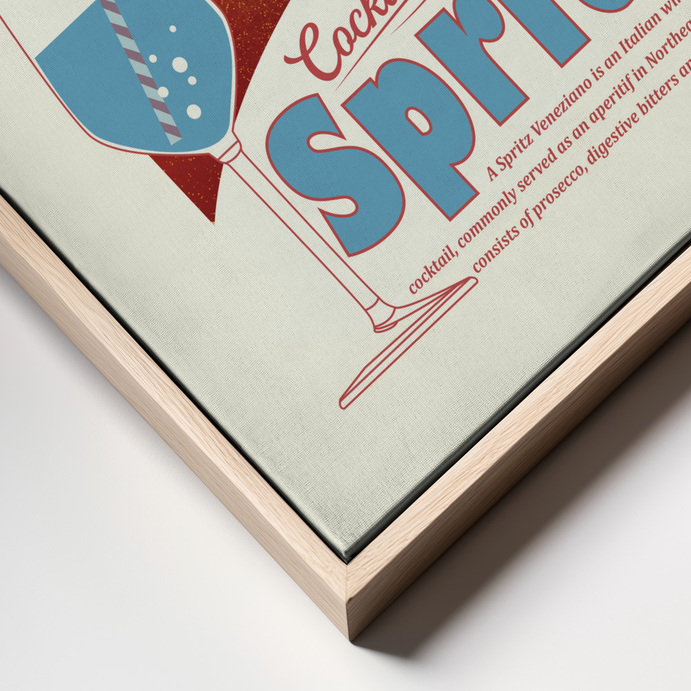 Lærred - Aperol Spritz print ramme nærbillede - naturlig ramme