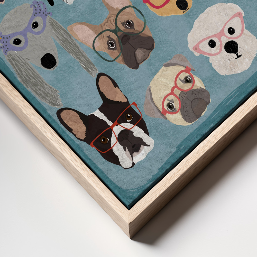 Canvas print - Puzzle Dogs In Glasses frame close up