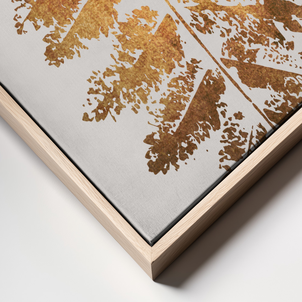 Canvas taulu - Oak Leaf Print   Gold kehys lähikuva - luonnollinen kehys