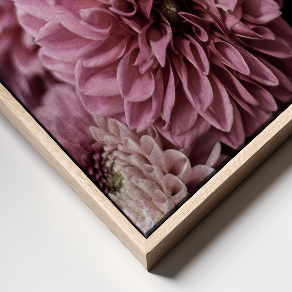Canvas print - Pink Cushion frame close up - natural frame