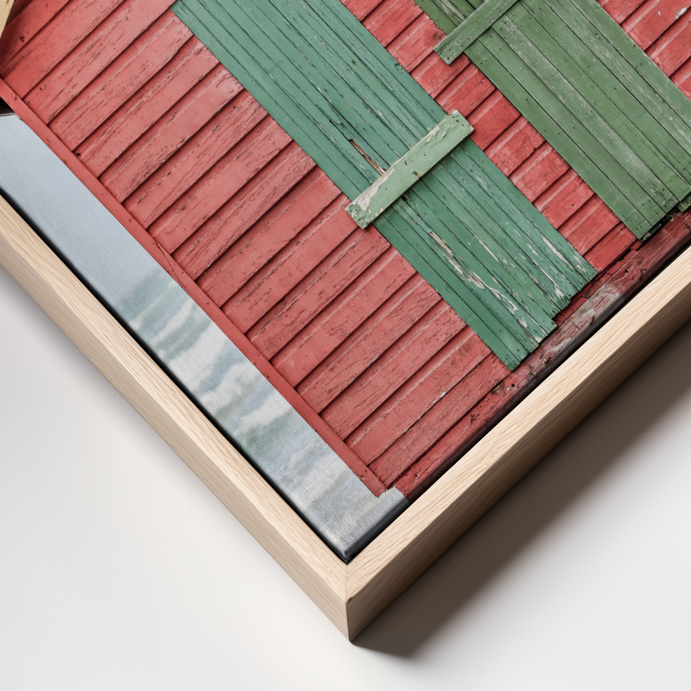 Canvas print - Red Hut frame close up - natural frame