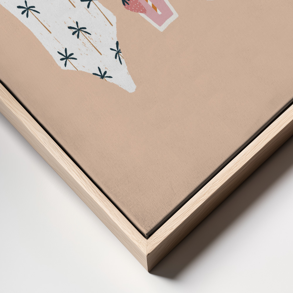 Canvas taulu - One Day Vacay kehys lähikuva - luonnollinen kehys