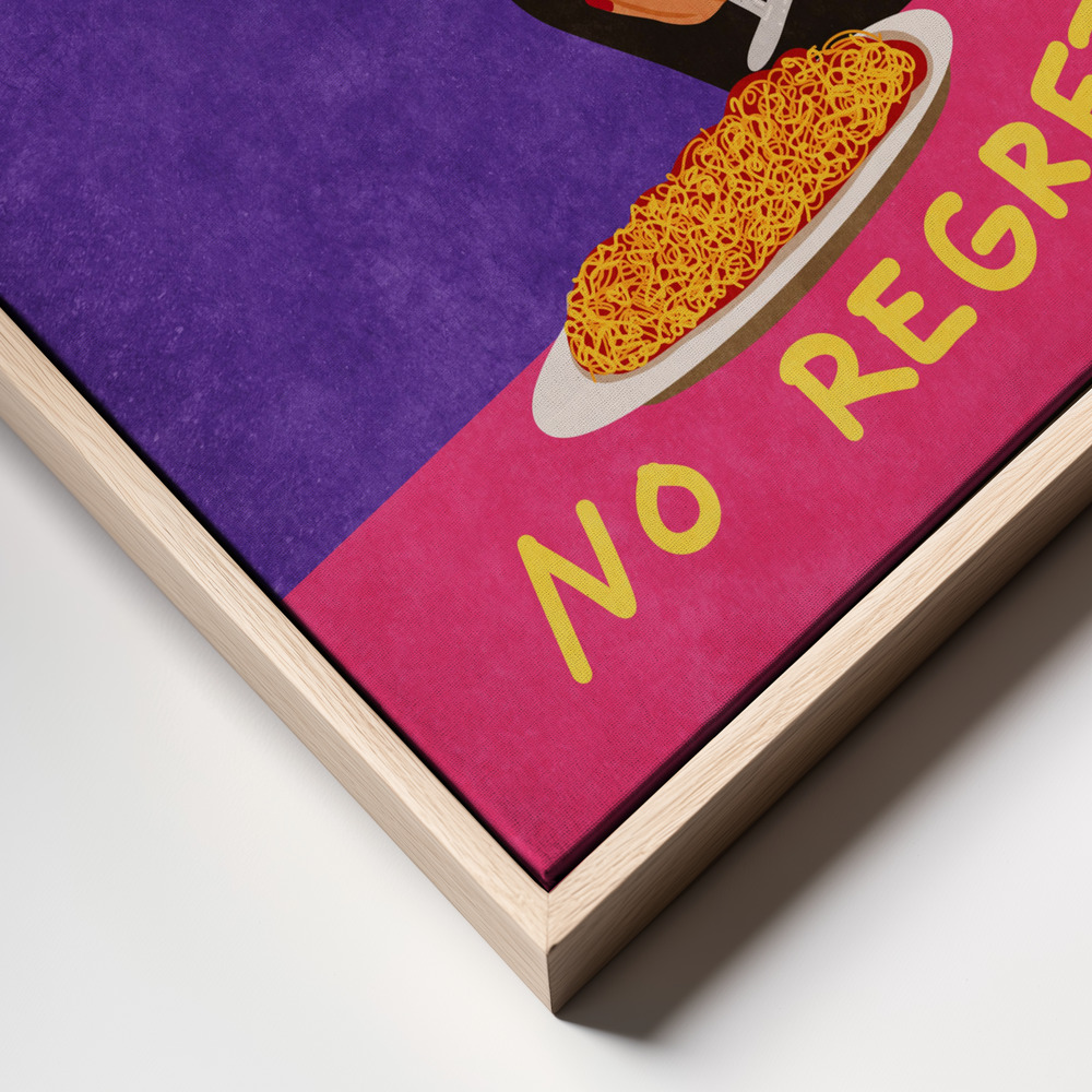 Canvas print - Eat spaghetti no regretti frame close up