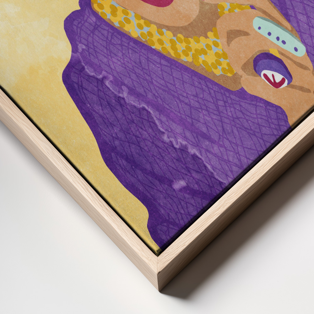 Canvas print - Frida and flowers frame close up - natural frame