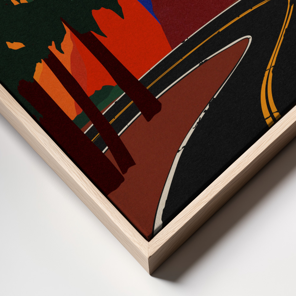 Lærred - Clacier Road With Half Dome frame close up