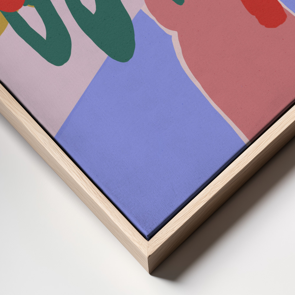 Canvas print - Poppy In Pink Vase frame close up - natural frame