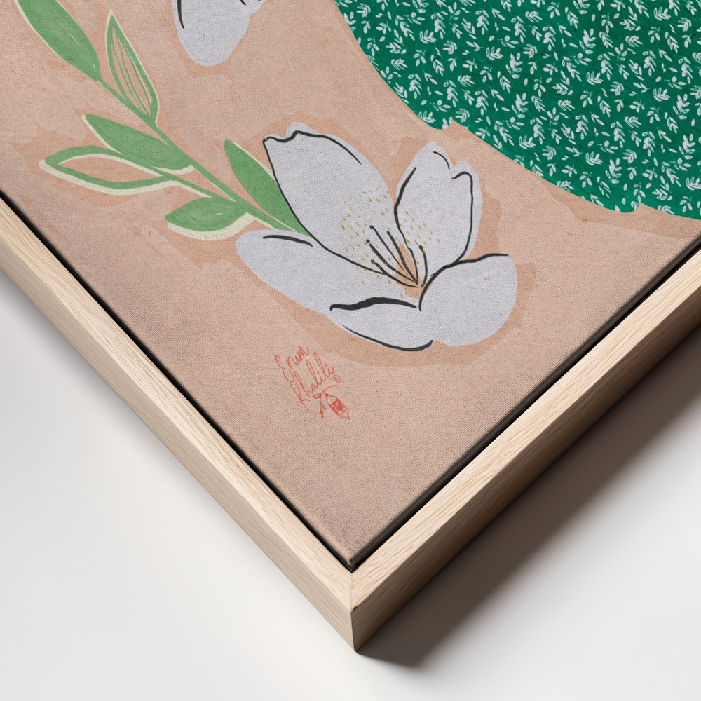 Obraz na płótnie - Peacock and Florals Erum Khalili ramka z bliska - naturalna ramka