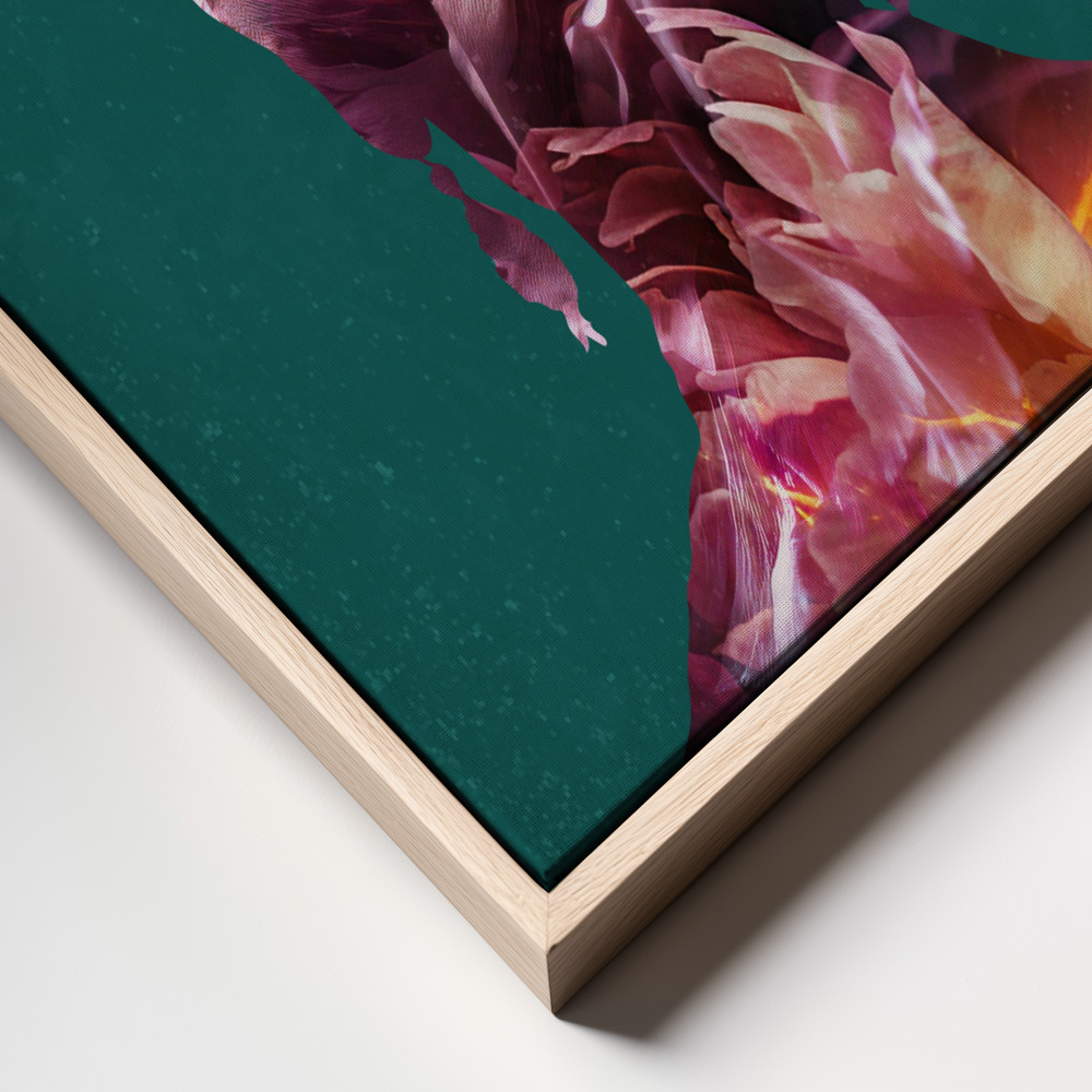 Canvas print - Frida floral silhouette portrait frame close up - natural frame