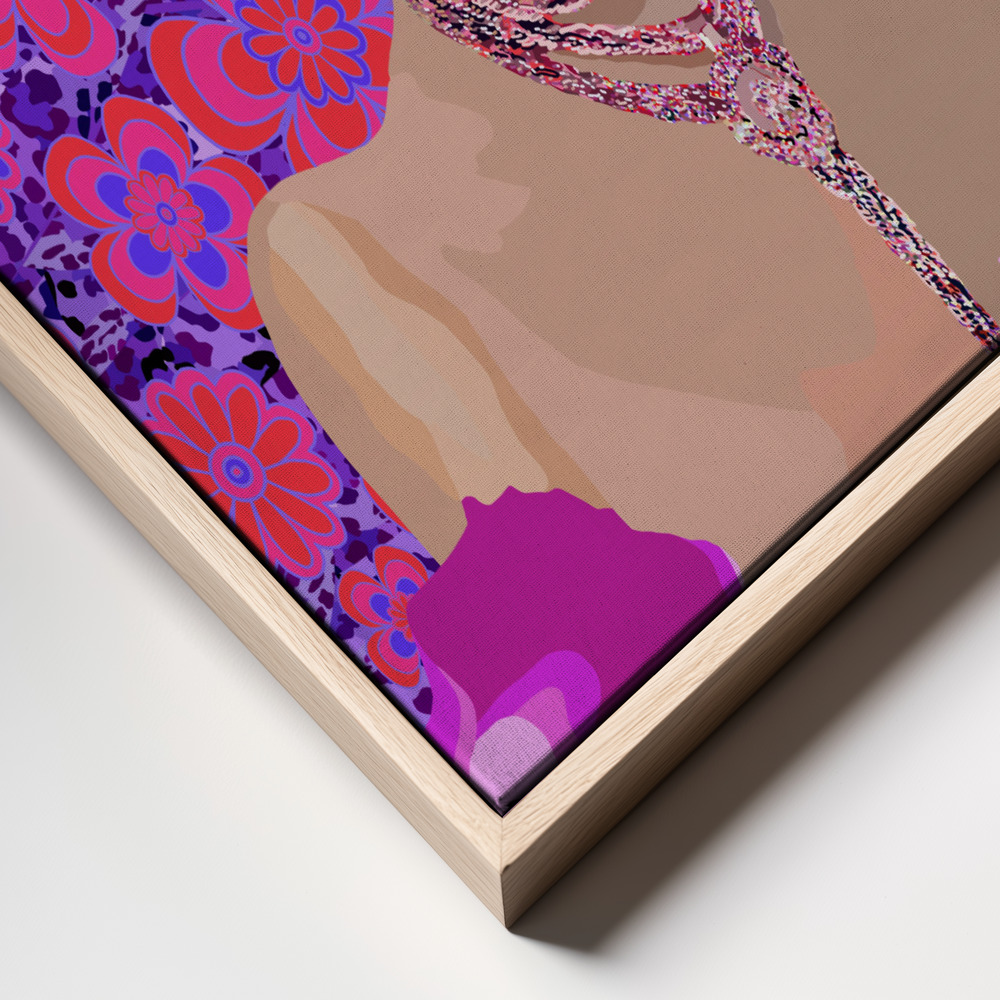 Canvas print - Frida in Purple frame close up - natural frame