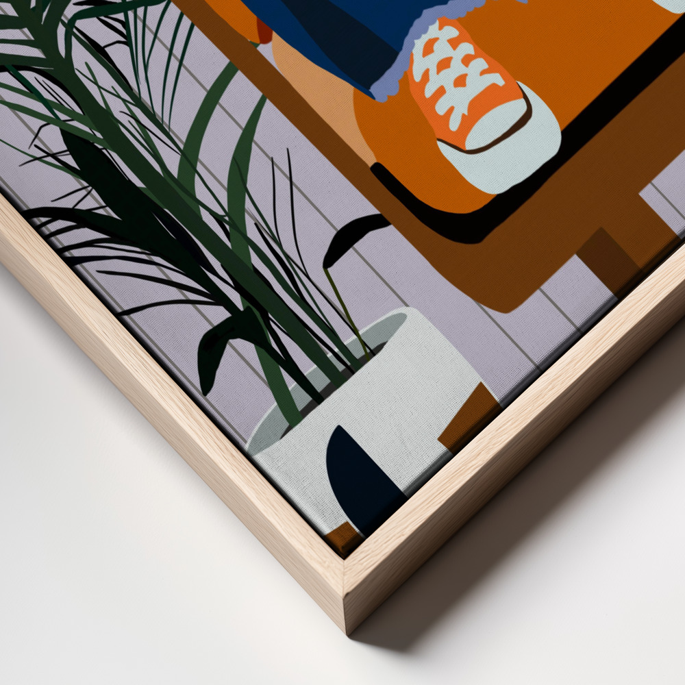 Canvas print - Retro Lounge Vibes frame close up - natural frame
