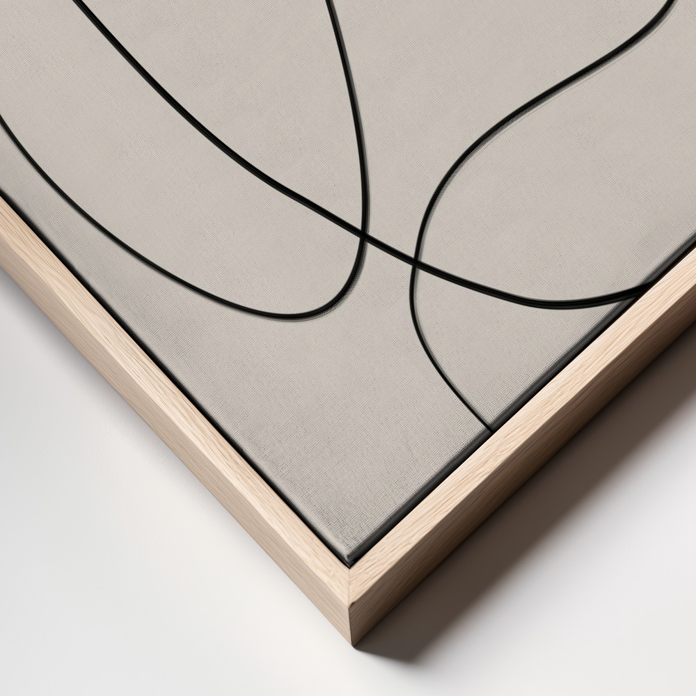 Obraz na płótnie - Swirling One Line Art ramka z bliska - naturalna ramka