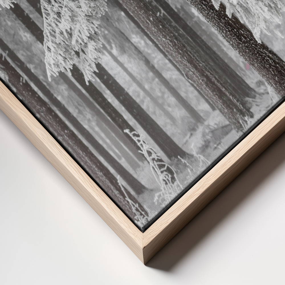 Canvas schilderi - Winter Forest 2 frame close up - natuurlijk frame