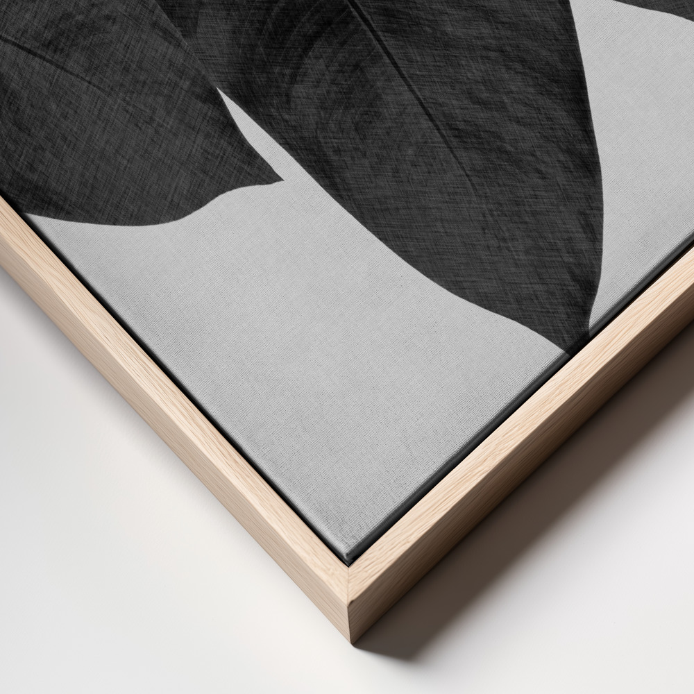 Canvas schilderi - Banana Leaf Black & White III frame close up - natuurlijk frame