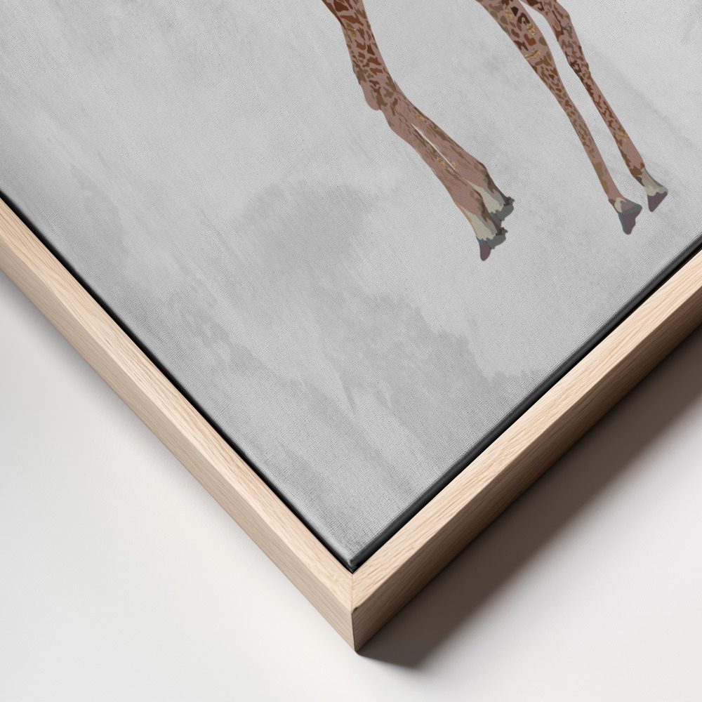 Canvas schilderi - Giraffe Autumn Leaves Head frame close up - natuurlijk frame