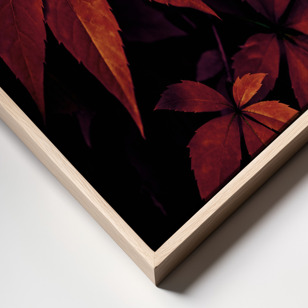 Canvastavla Dark Leaves 7X - Tavla frame close up